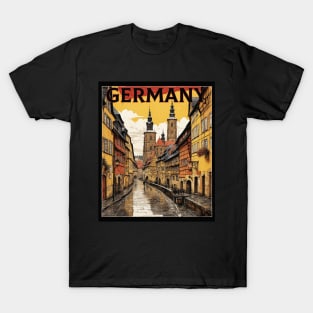 Germany Rainy Night Tourism Vintage Retro T-Shirt